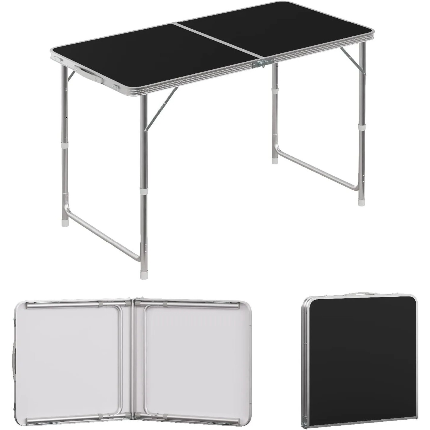 WOLTU Campingtisch Klapptisch Gartentisch Höhenverstellbar Schwarz