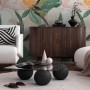 PROFHOME Fototapete Floral in Grün, Creme, Beige und Rosa. Wandbild mit Blumenmuster für Wohnraum.