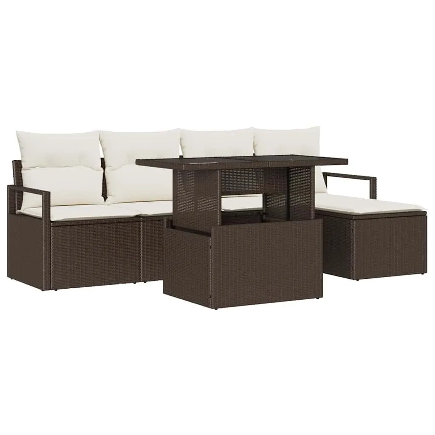 vidaXL Garten-Sofa-Set mit Kissen 6-Tlg Braun und Creme 3348804