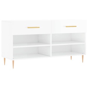 vidaXL Schuhbank Hochglanz-Weiß 102x35x55 cm Holzwerkstoff 829726
