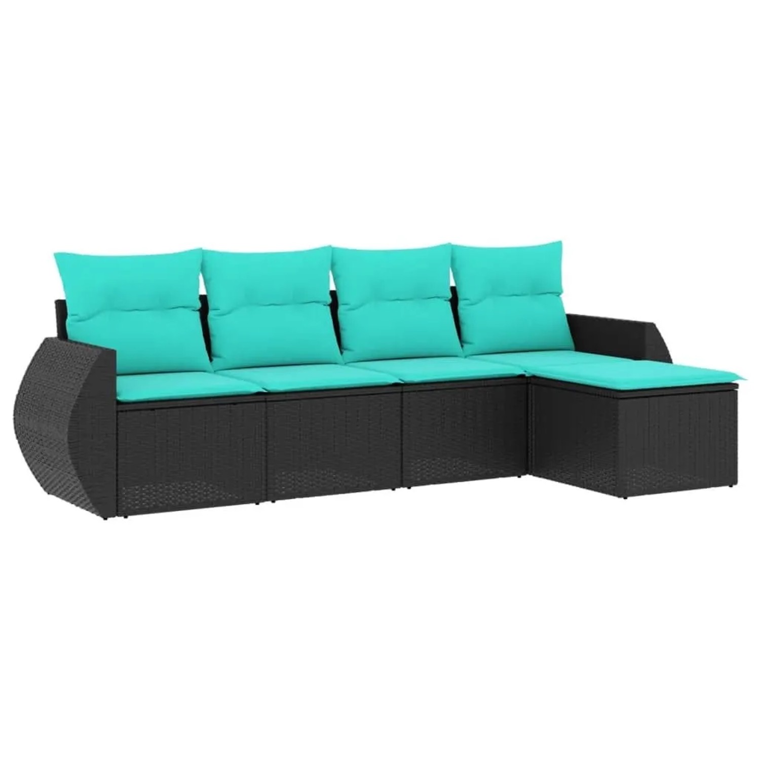 vidaXL 5-Tlg Gartensofa-Set mit Kissen Schwarz Polyrattan 3221286 günstig online kaufen