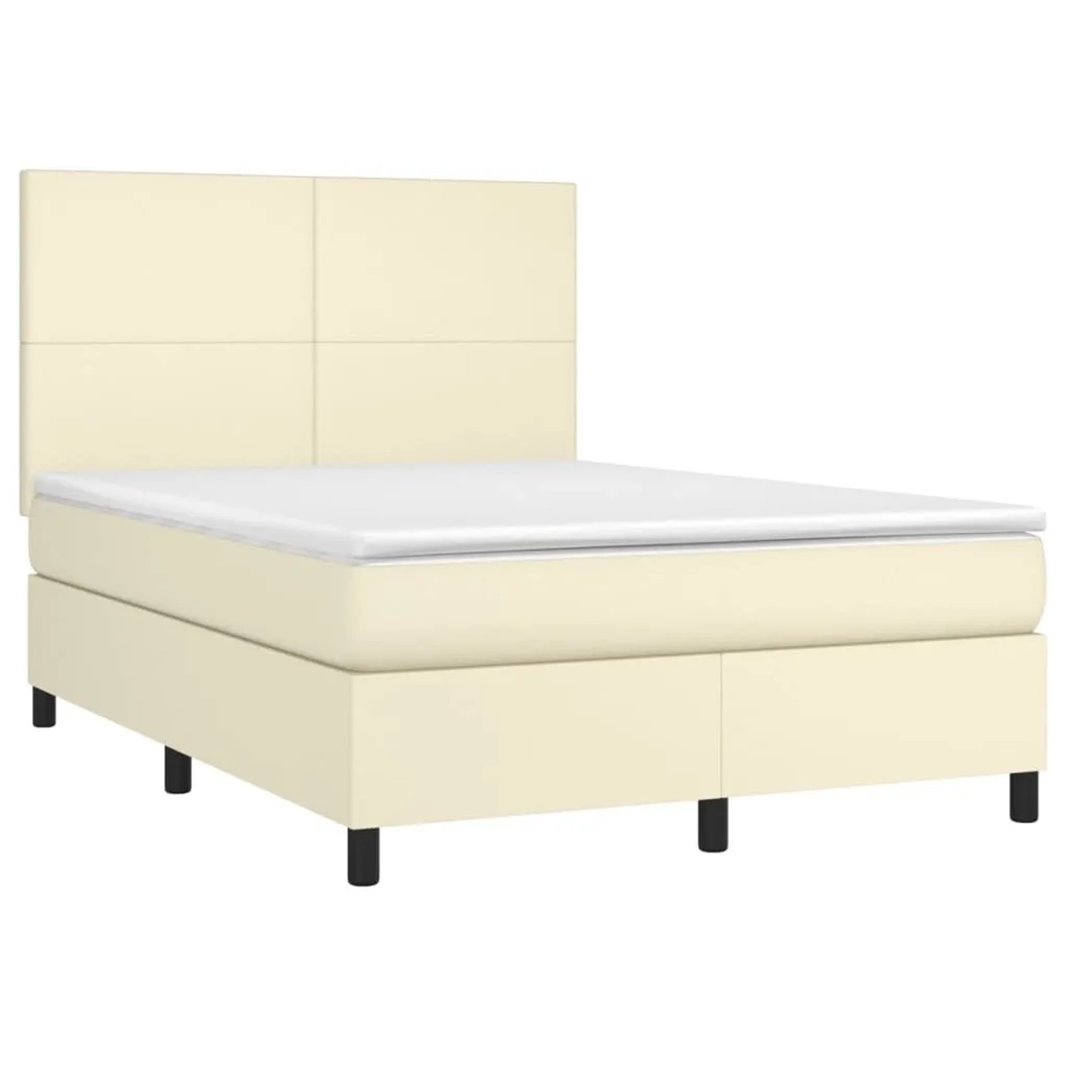 vidaXL Boxspringbett mit Matratze & LED Creme 140x190 cm Kunstleder 3135821