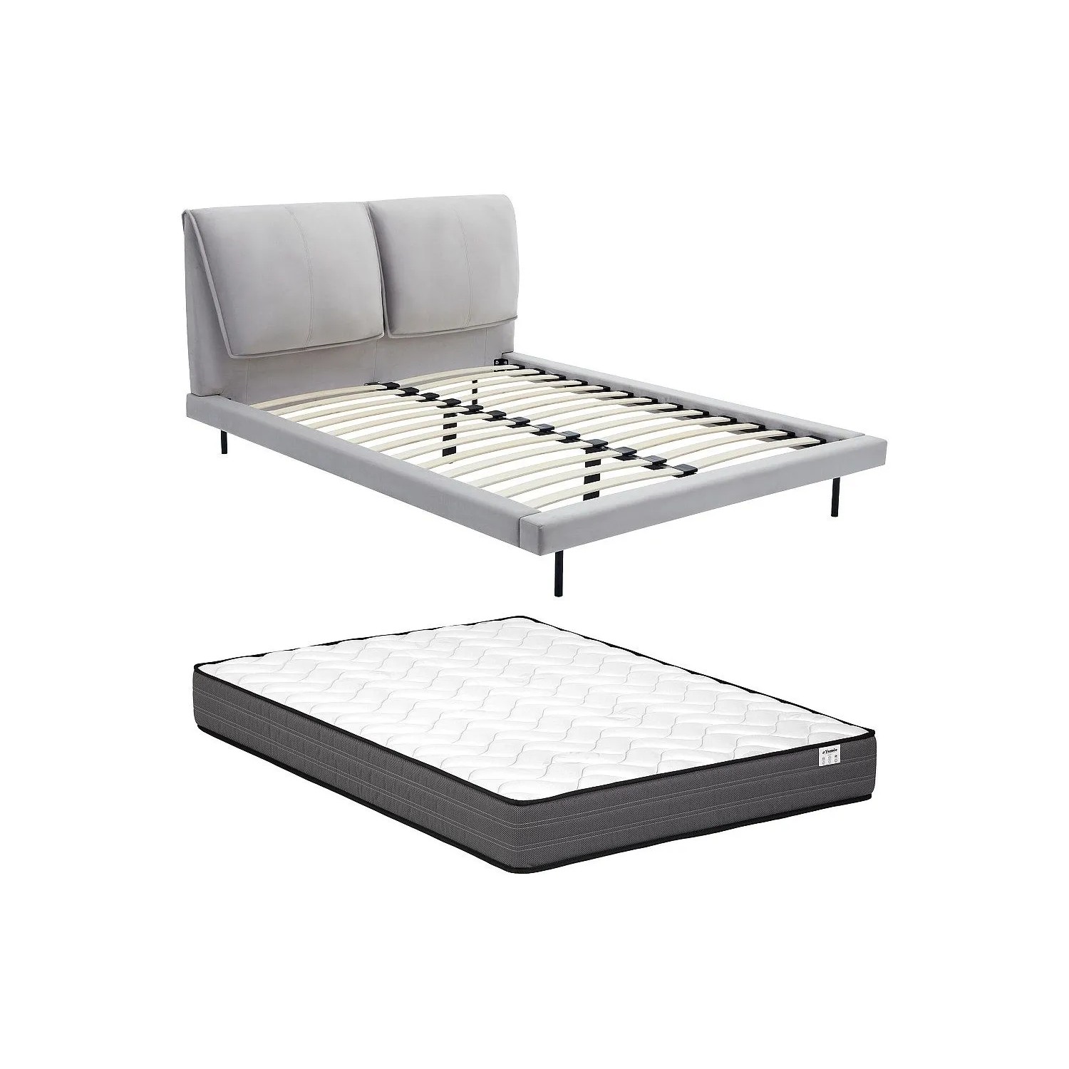 Vente-unique Bettrahmen Ibedia Grau 161 cm