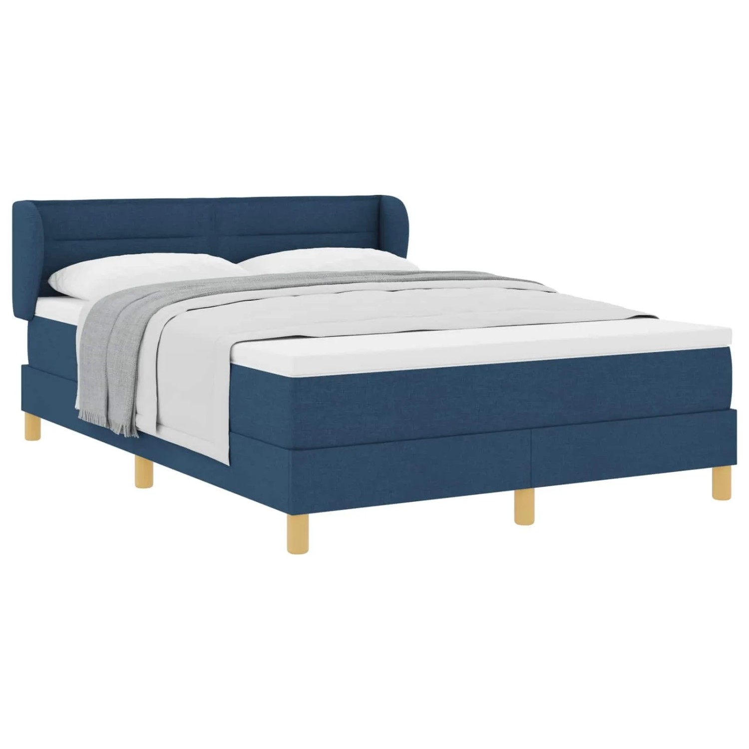 vidaXL Boxspringbett mit Matratze mit Kopfteil Blau 160 x 200 cm Stoff 3340163