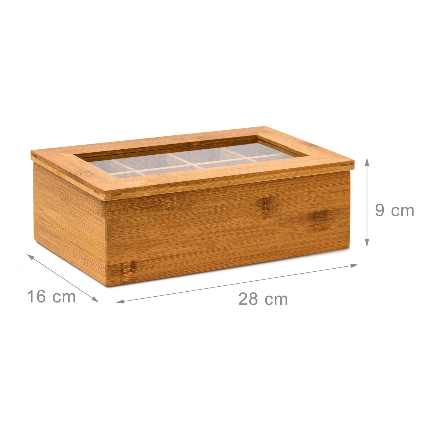 Relaxdays Teebox Bambus Natur Lackiert Luftdicht 8 Fächer 9 cm x 28 cm x 16 cm 0,8 kg_4