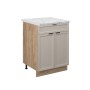 Vicco Schubunterschrank Fame-Line, grau-beige mit Marmor-Arbeitsplatte, 60 cm breit.