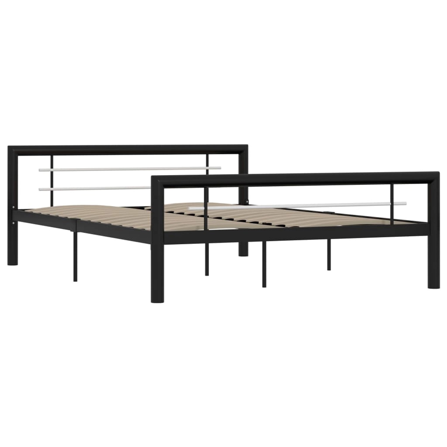 vidaXL Bettgestell Bettgestell Schwarz und Weiß Metall 140x200 cm Bett Bett günstig online kaufen