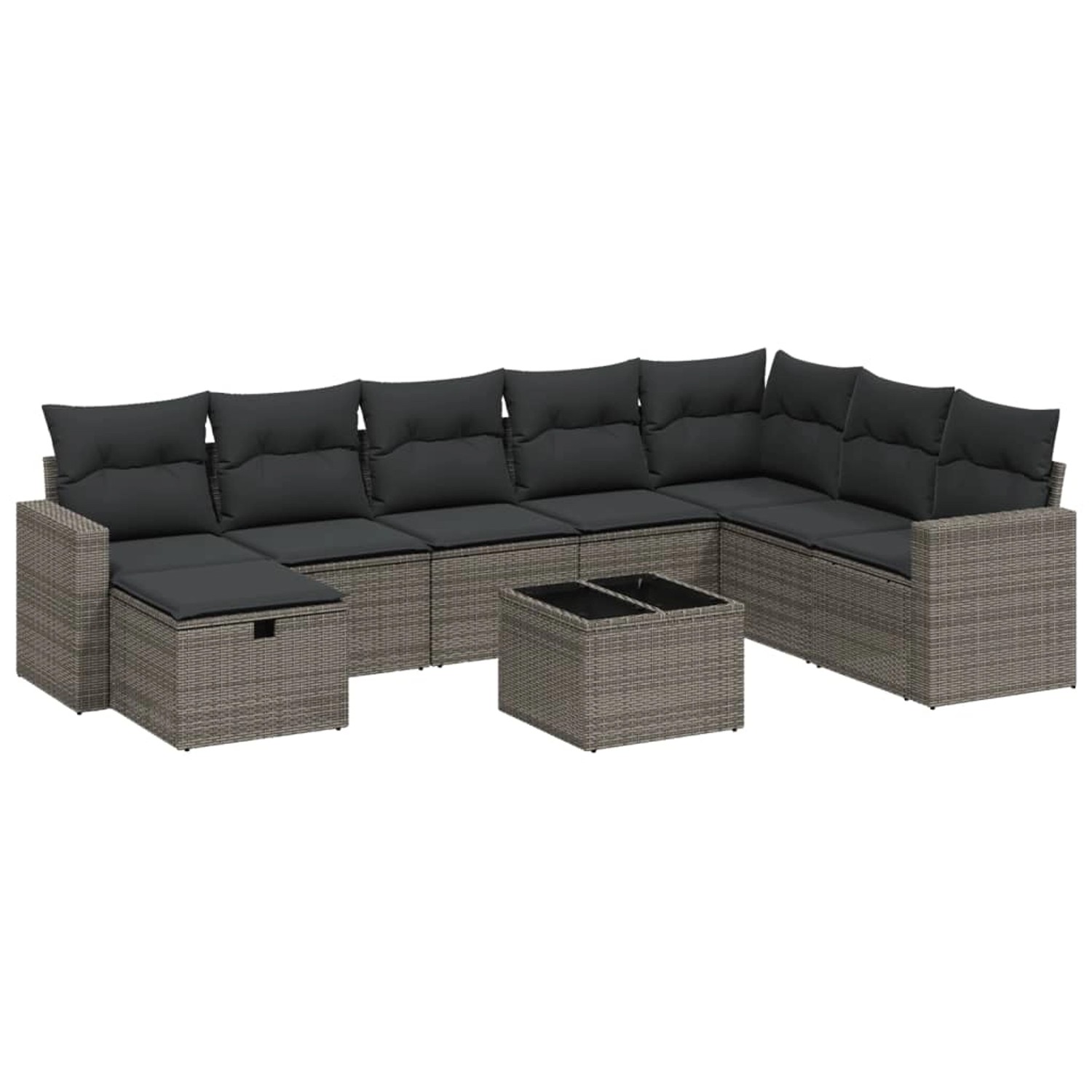 vidaXL 9-Tlg Garten-Sofagarnitur mit Kissen Grau Poly Rattan 3263596 günstig online kaufen