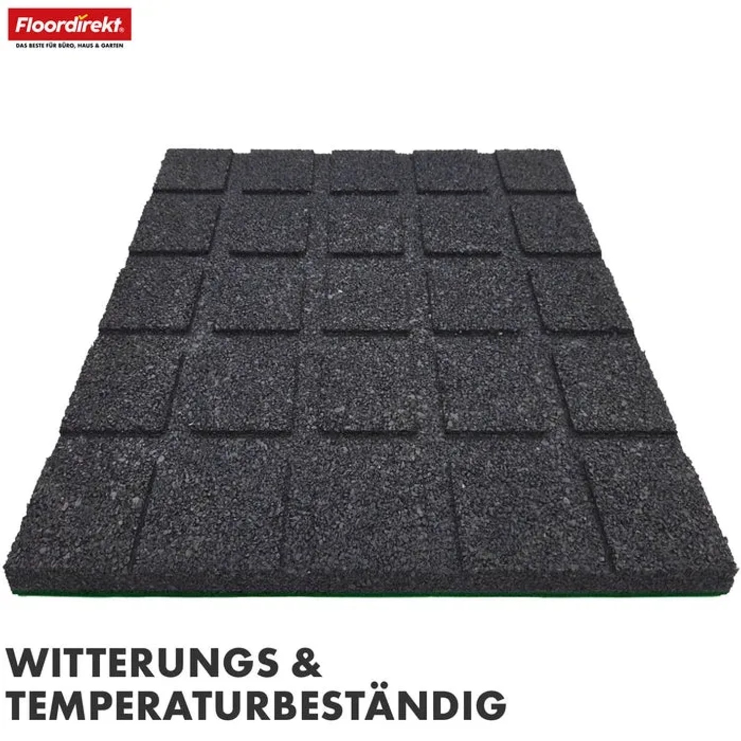 Floordirekt Fallschutzmatte Elastikmatte Fallschutzplatte mit Drainage 50 x 50 x 2,5 cm Grün_2