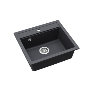 Helika Einbauspüle Quadro, 56x51 cm, Graphit. Granitspüle mit modernem Design.