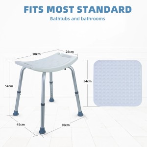 CCLIFE Duschhocker für Senioren, höhenverstellbar, mit Anti-Rutsch Matte und Saugnapf-Handlauf.
