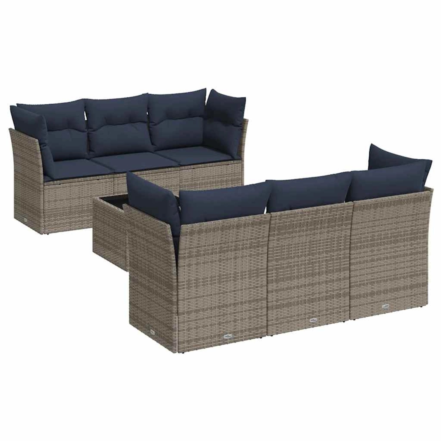 vidaXL 7-Tlg Garten-Sofagarnitur mit Kissen Grau Poly Rattan 3217261 günstig online kaufen