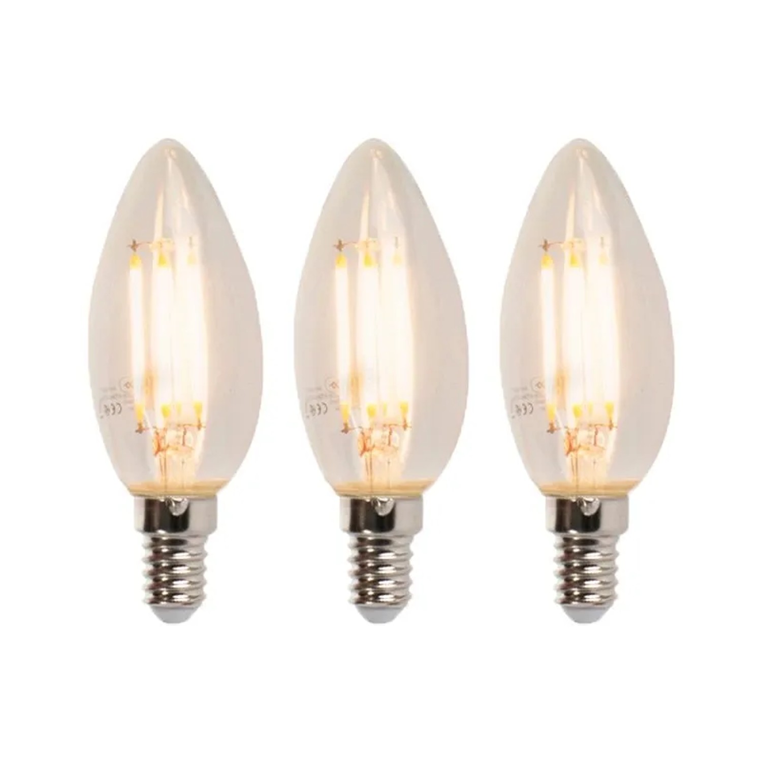 LUEDD Set mit 3 LED E14 Dimmbaren Kerzenlampen B35 5W 380lm 2700K