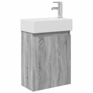 vidaXL Badezimmer Waschtischunterschrank mit Wasserhahn Grau Sonoma 889457