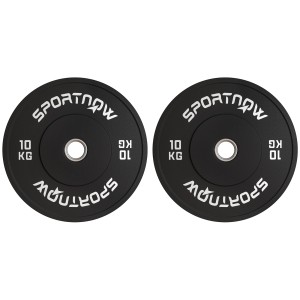 SPORTNOW Hantelscheiben, 2er Set, je 10 kg, aus Gummi, schwarz. Ideal für dein Krafttraining.