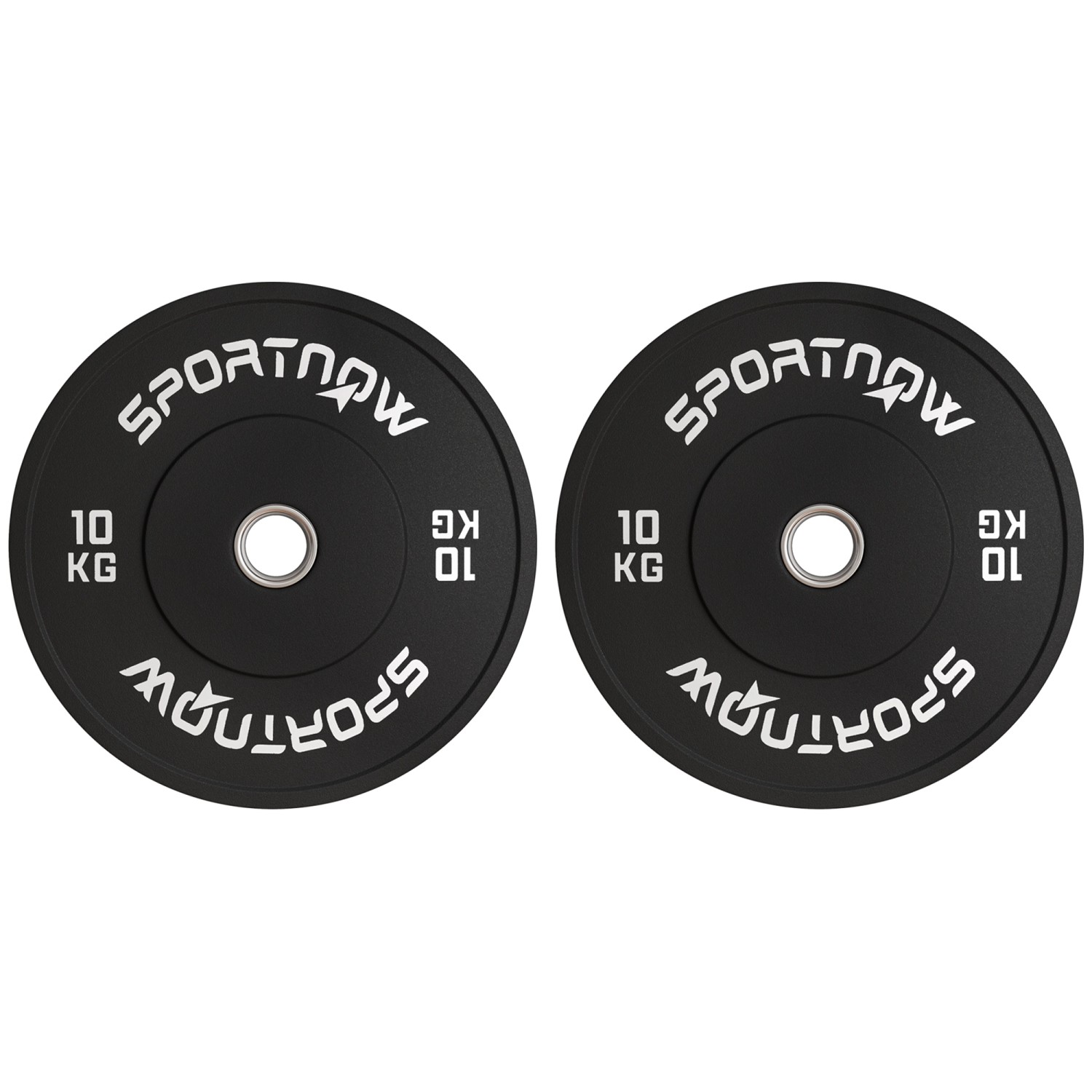 SPORTNOW Hantelscheiben 2 x 10kg Gewichte Gummi Schwarz Ø45 x 4H cm