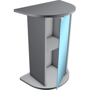 Anthrazitfarbener Aquariumunterschrank für AquaArt Explorer Line 30/60 l mit offener Tür.