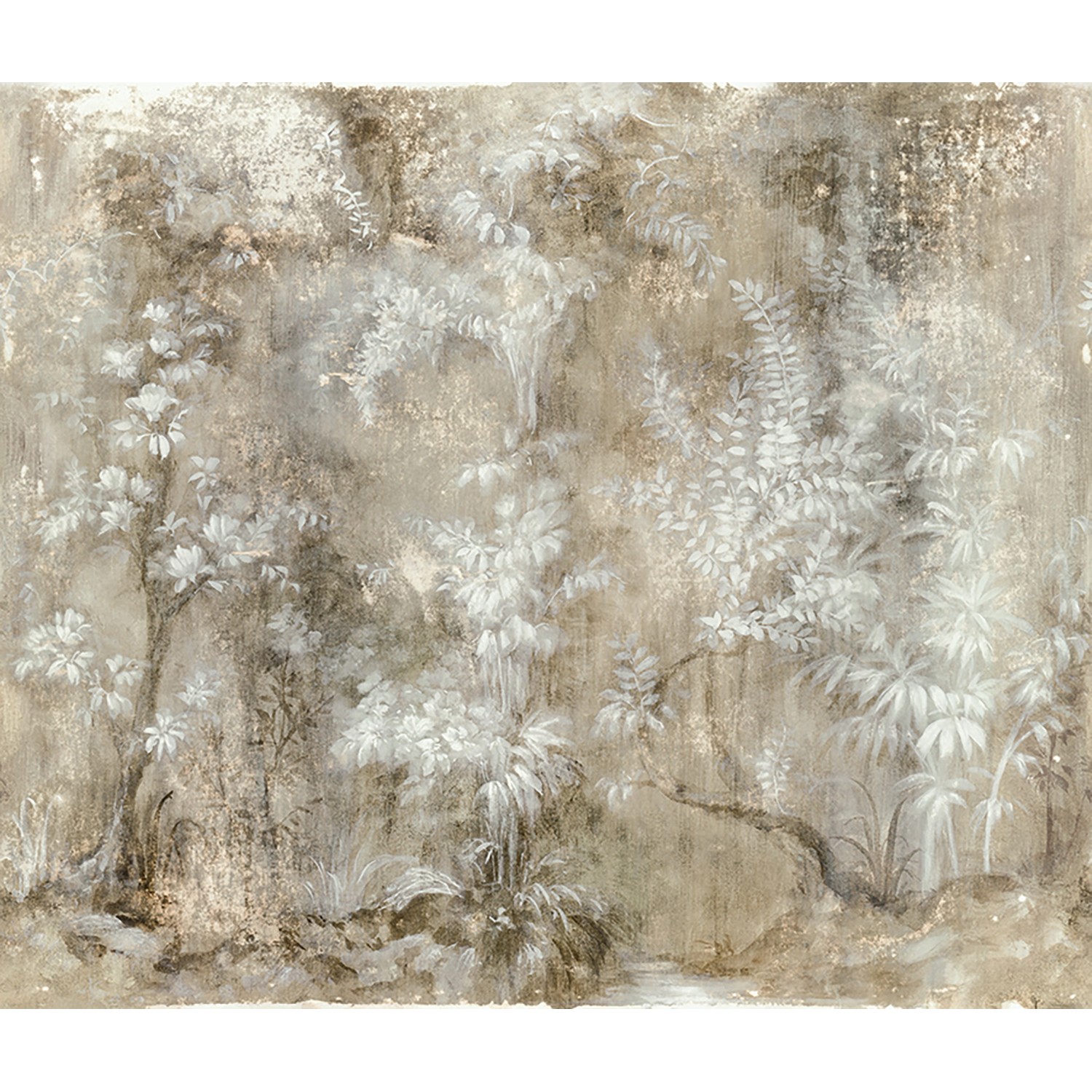 Marburg Vliestapete Wald Gemalt Floral Modern 270 cm x 318 cm Beige günstig online kaufen