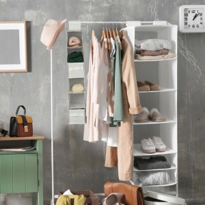 Relaxdays Hängeregal für Kleiderschrank Vlies Weiß Faltbar 82 cm x 14,5 cm x 30 cm