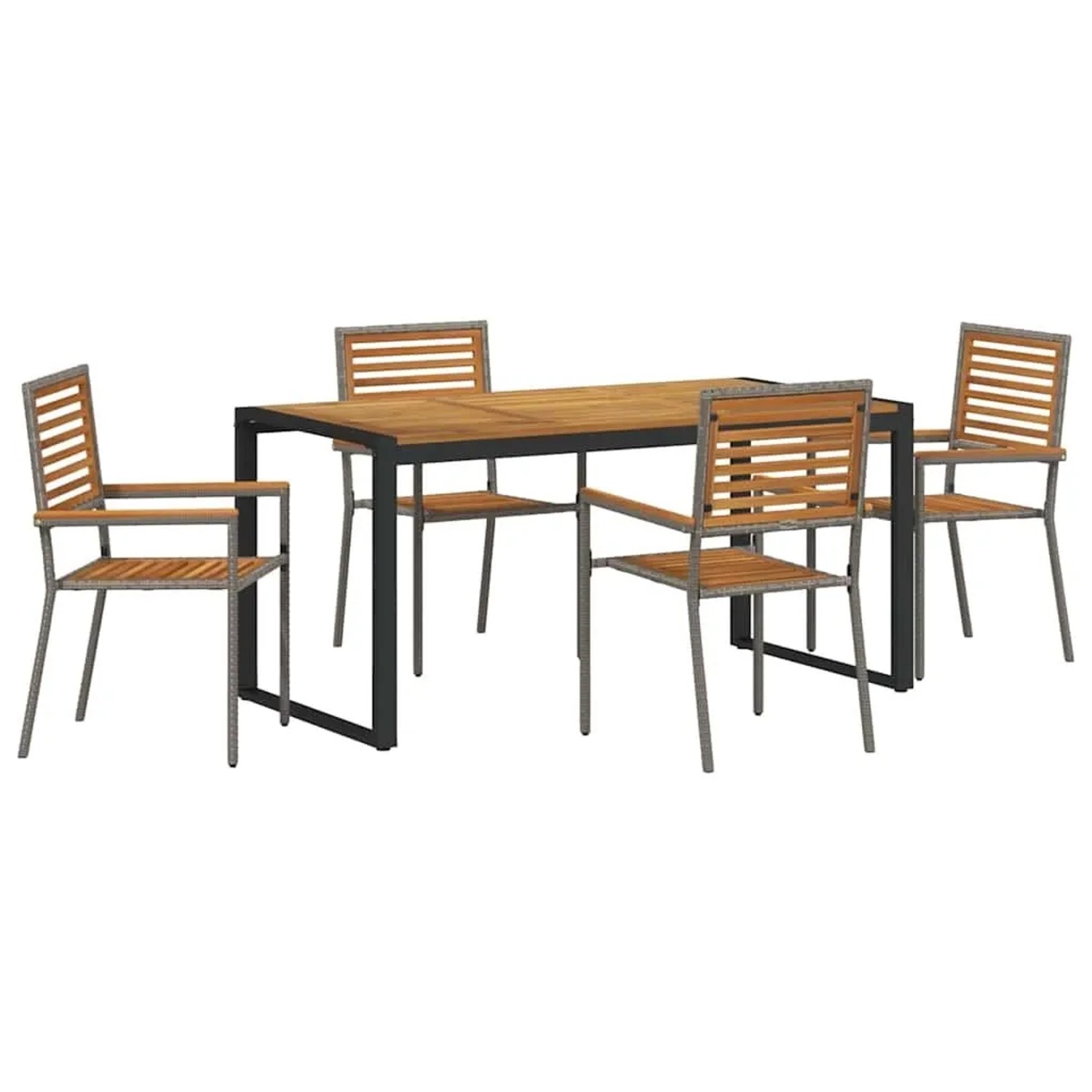 vidaXL Garten Essgruppe 5-Tlg Grau und Braun Poly-Rattan 3365476