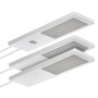 SOTECH GIULIA II LED Unterbauleuchten Set, 3x silbergrau, 1x mit Sensor, 2x ohne Sensor. Flache Möbelleuchten warmweiß.