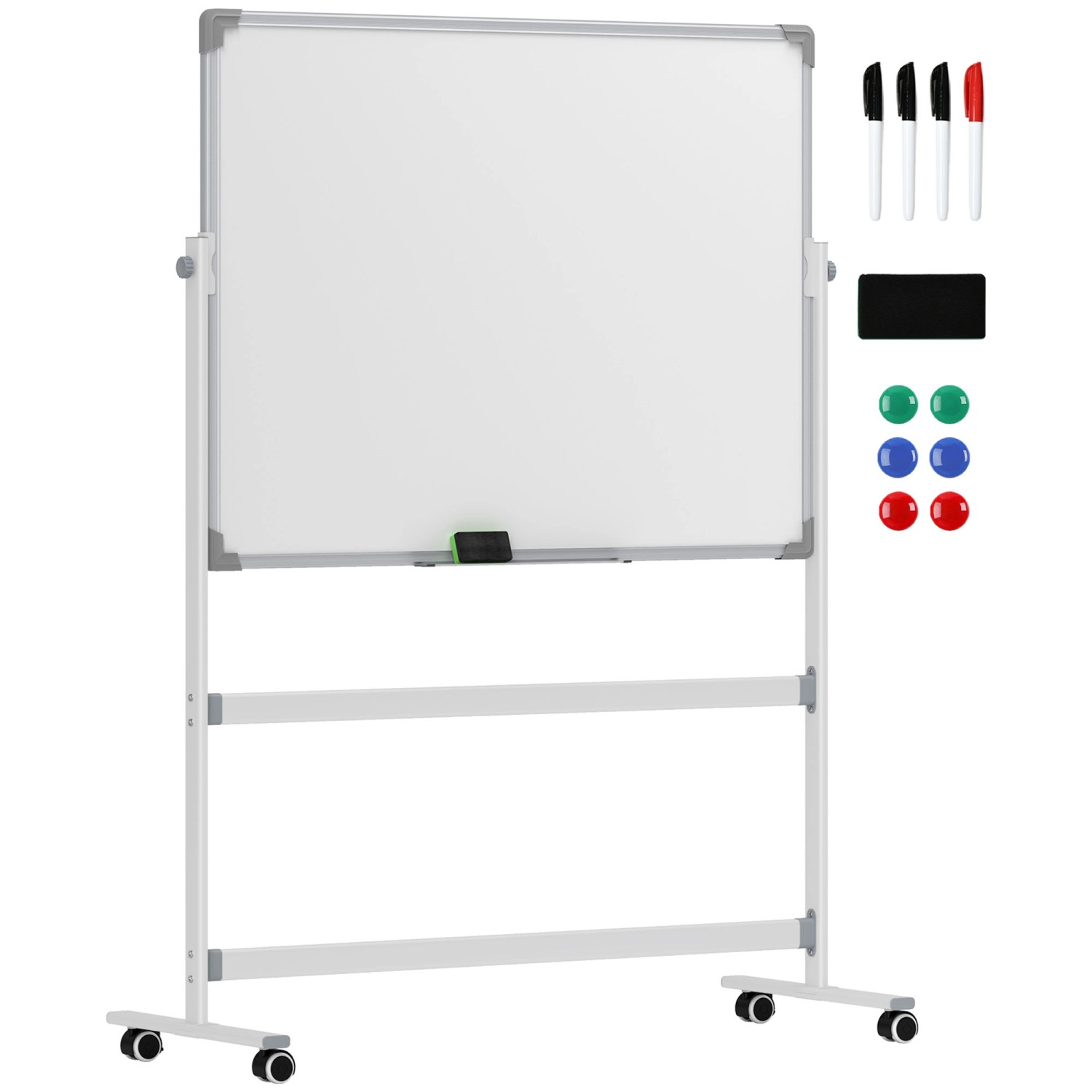 HOMCOM Whiteboard  Verzinkte Platte Aluminiumlegierung Weiß 127L x 50B x 165H cm