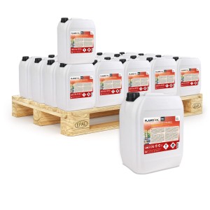 Palette mit 6 Kanistern Flambiol Bioethanol 100% Hochrein, je 10l für Kamine & Deko-Feuer.
