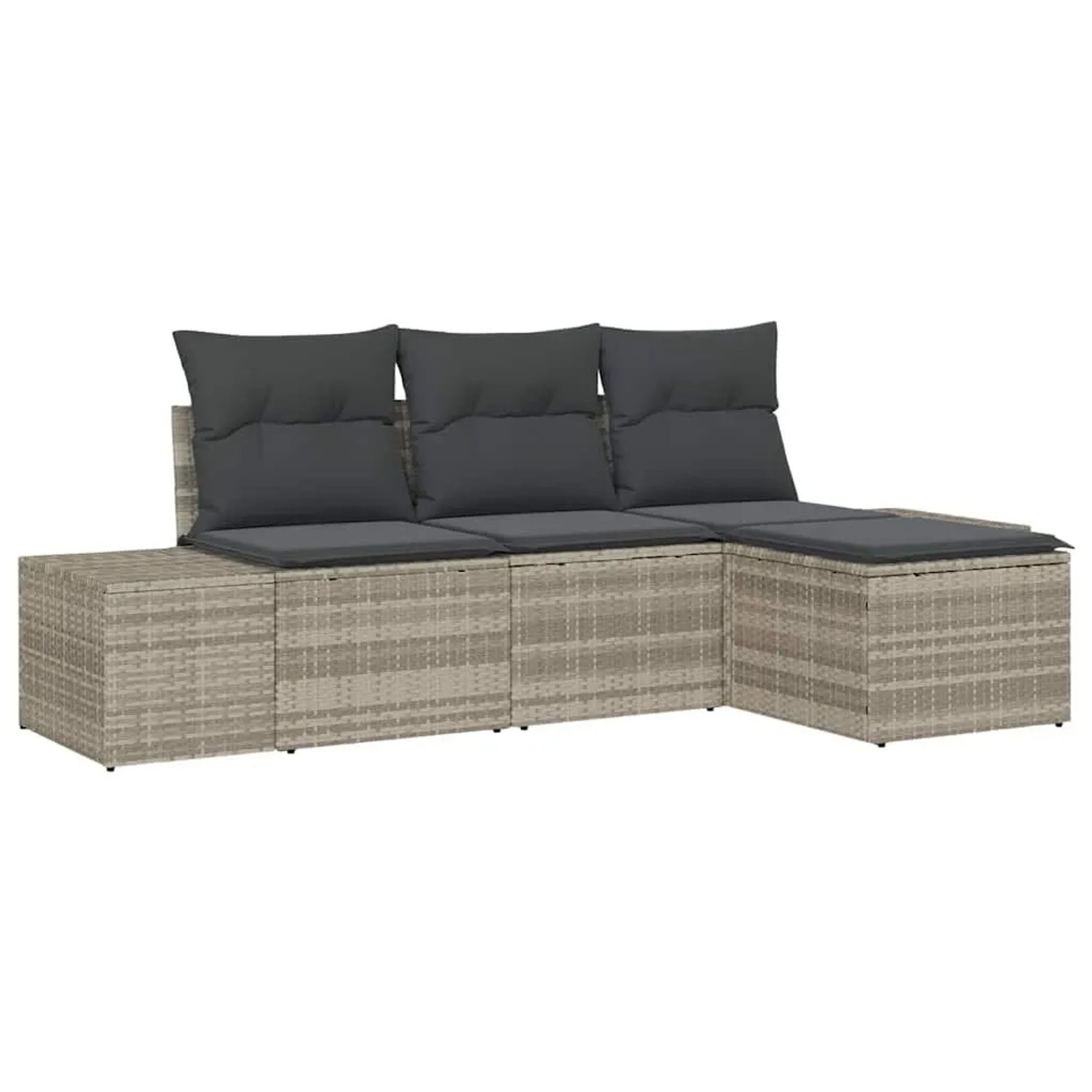 vidaXL Garten-Sofa-Set mit Kissen 4 Tlg Hellgrau Poly-Rattan 3355681