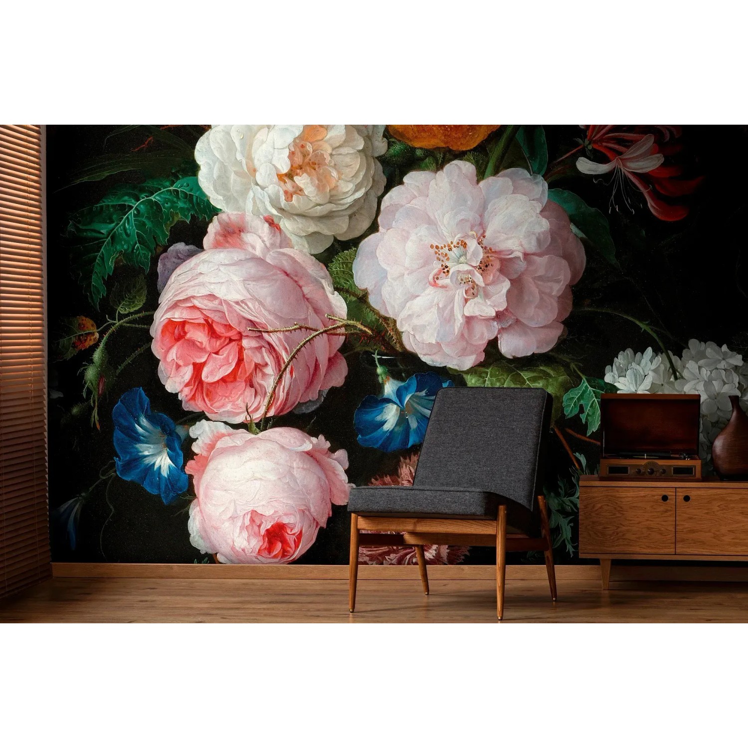 Art for the Home Fototapete Nicky Flowers, florales Wandbild mit rosa und weißen Blüten.