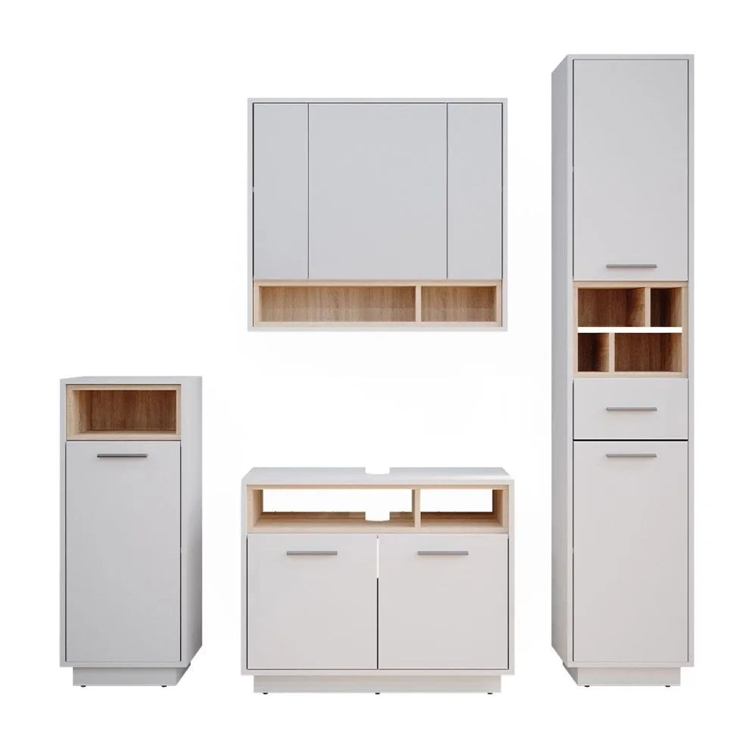 Vicco Badmöbel-Set Beatrice Weiß 80 x 64 4-teilig