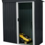 Home Deluxe Geräteschuppen Bohio XS in Anthrazit mit Rasenmäher. Gerätehaus für Gartenwerkzeug.