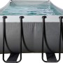 Rechteckiger Exit Black Leather Pool 540x250x122 cm mit Stahlrahmen und schwarzem Lederprint.