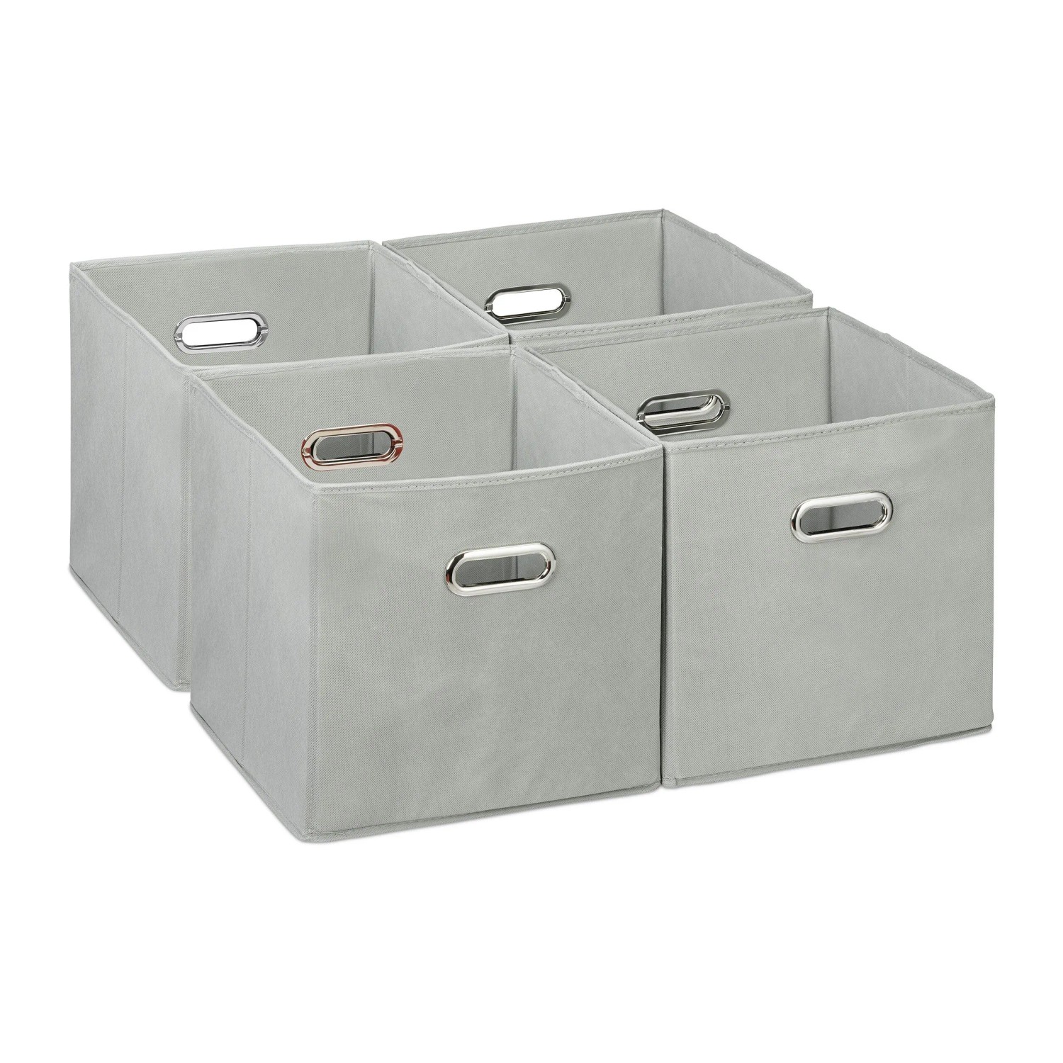 Relaxdays Aufbewahrungsbox 4er Set Polyester Grau Faltbar 30 cm x 30 cm x 30 cm