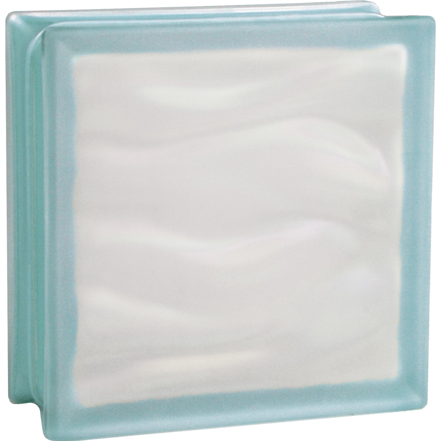 BM Glasstein Aqua Reflex Hellblau 2-Seitig Satiniert 19 cm x 19 cm x 8 cm