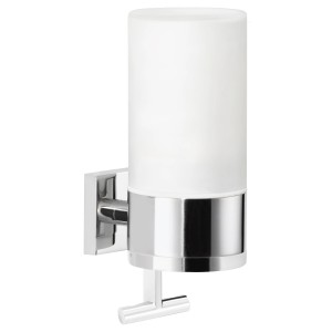 Tesa Seifenspender Deluxxe Chrom/Milchglas, Wandmontage ohne Bohren.