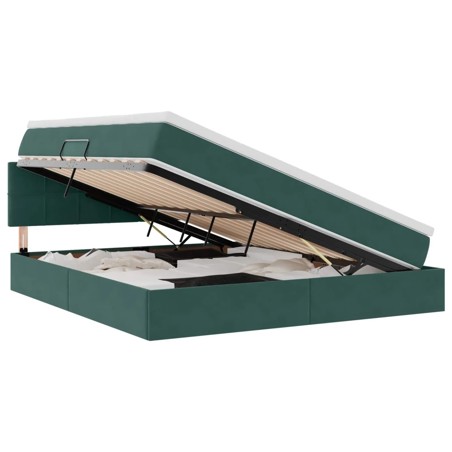 vidaXL Bett mit Stauraum und LED Dunkelgrün 180 x 200 cm Samt 3371412