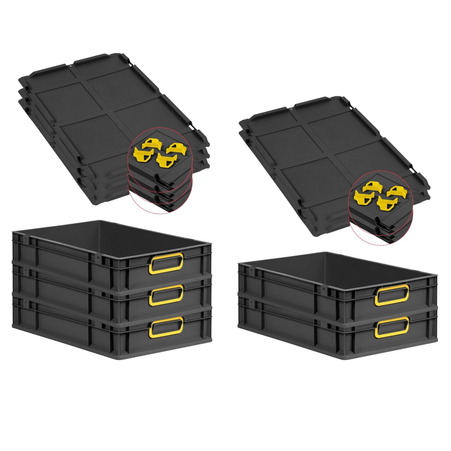 PROREGAL SparSet 5x Eurobox Nextgen Color Mit Auflagedeckel HxBxT 12x40x60c günstig online kaufen