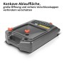 STAHLWERK Ölwechselkanister 10 L, graue Ölauffangwanne mit konkaver Fläche und sicheren orangefarbenen Kappen.