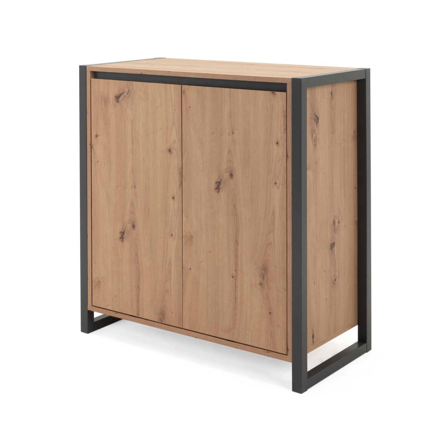 Furn.Design Kommode Eiche Artisan und Grau 80 cm 2-türig Industrial Malta günstig online kaufen