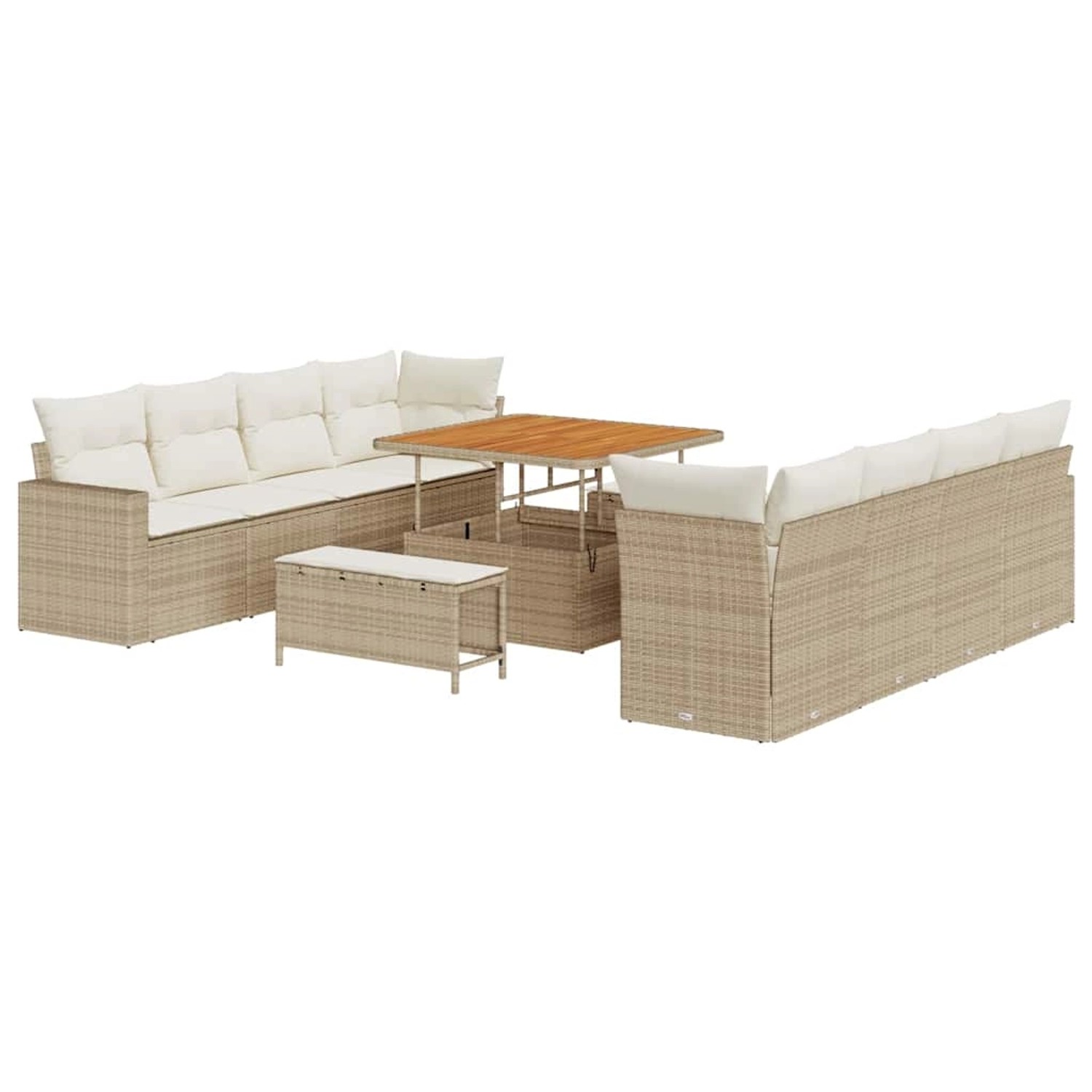 vidaXL Garten-Sofa-Set Höhenverstellbar 11-Tlg Beige Poly Rattan 3361596 günstig online kaufen
