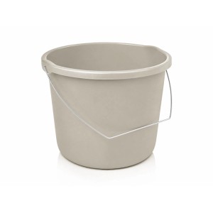 OBI Eimer 10 l in Greige aus robustem Kunststoff mit stabilem Metallbügel für vielseitige Reinigungsaufgaben im Haushalt.