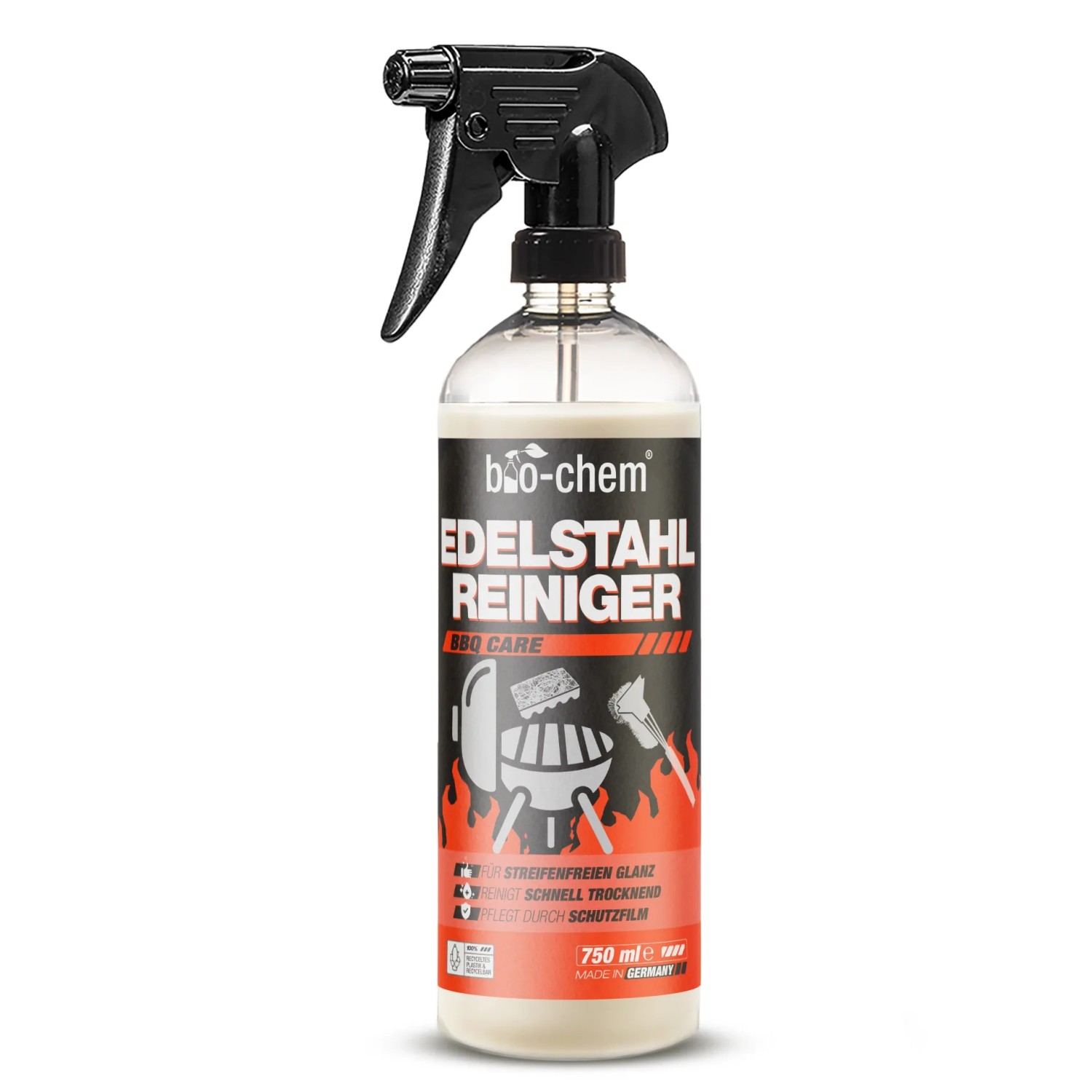 bio-chem Edelstahlreiniger 0,75, Pflegespray Streifenfrei Handsprayflasche