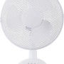 Weißer CMI Tischventilator, Ø 30 cm, mit Schutzgitter und drei Rotorblättern.