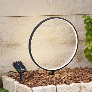 Moderne Lindby LED Syrene Solarleuchte, schwarz, Aluminium, 1-flammig, für Terrasse & Garten.