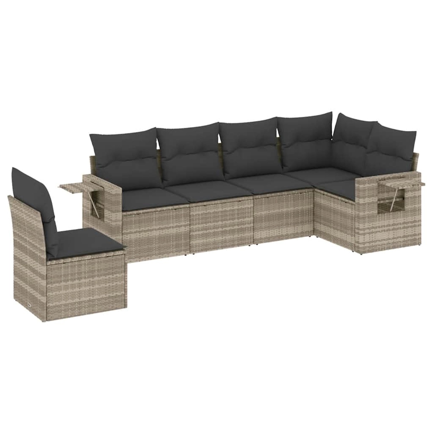 vidaXL 6-Tlg Garten-Sofagarnitur mit Kissen Hellgrau Poly Rattan 3220231 günstig online kaufen