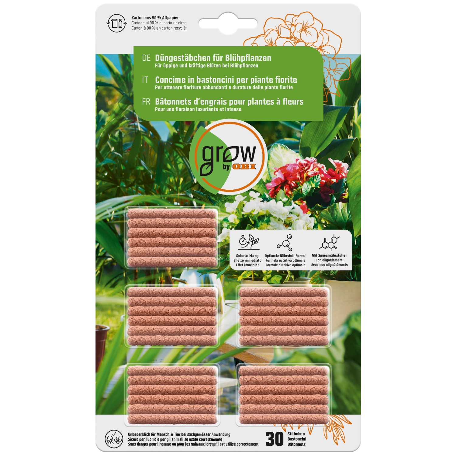 GROW by OBI Düngestäbchen für Blühpflanzen, 30 Stück günstig online kaufen