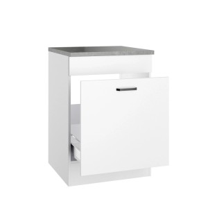 OPTIFIT Spülenunterschrank Bonn214, 60 cm, weiß mit Auszug für Abfallsammler.