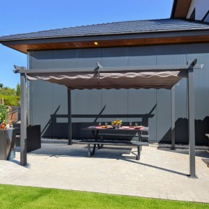 osoltus 3x3 Pergola mit Ausziehbarem Dach Terrassenüberdachung 9x9cm Pfosten