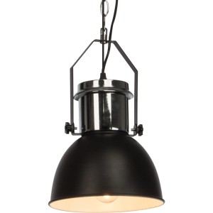 Pendelleuchte Salford in Schwarz und Chrom, Metall-Design für Wohnräume.