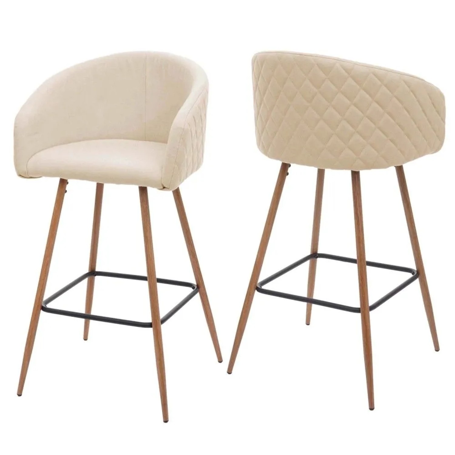 MCW Barhocker D72 2er-Set Stoff/Textil Creme-Beige